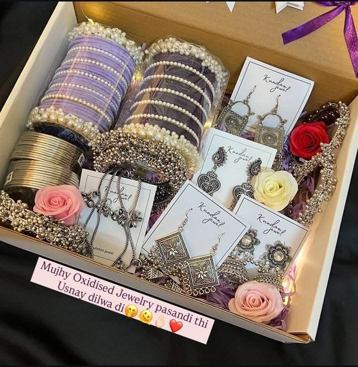 Premium Oxidized Jewelry Gift Box - Bangles, Earrings & Accessories