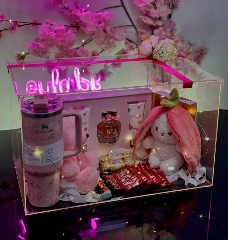 Pink Beauty & Accessories Gift Box for Her with Stanley Cup - Birthday & Eid Special