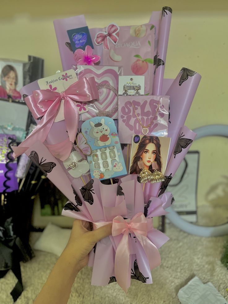 Pink Butterfly Gift Bouquet - Premium Stationery & Accessories Bundle
